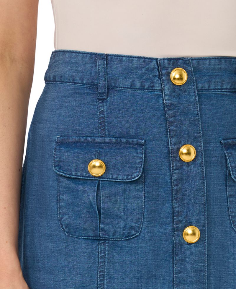 Women's Button-Down Denim Midi Skirt