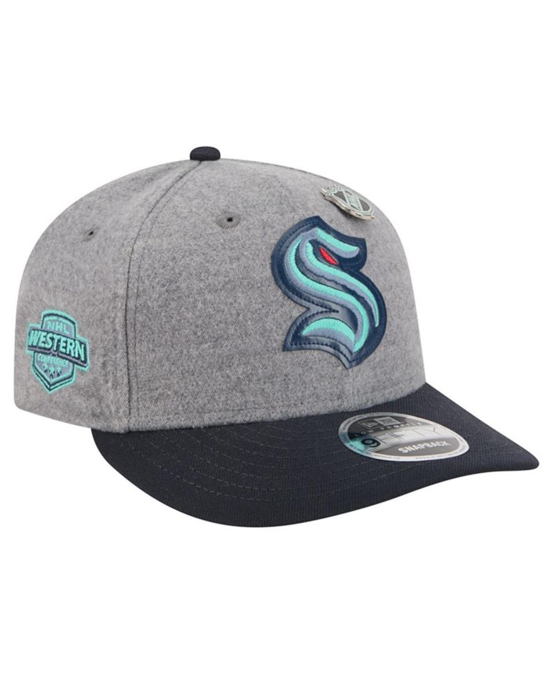 Men's Gray/Deep Sea Blue Seattle Kraken Wool Pin Low Profile 9FIFTY Snapback Hat
