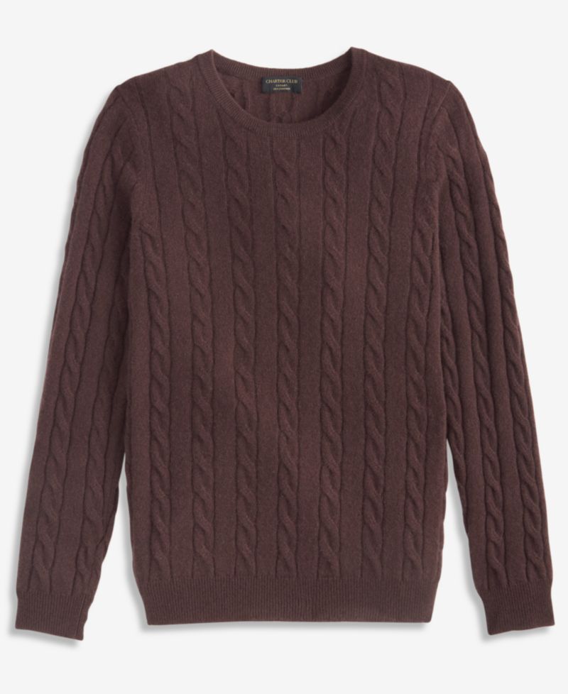 Petite Cable-Knit Crewneck 100% Cashmere Sweater