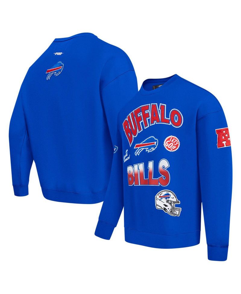 Men's Royal Buffalo Bills Turn It Up Drop Shoulder Pullover Sweatshirt