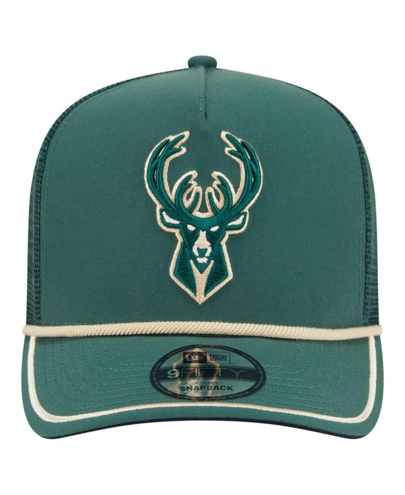 Men's Hunter Green Milwaukee Bucks Vintage Team Rope A-Frame 9FIFTY Snapback Hat
