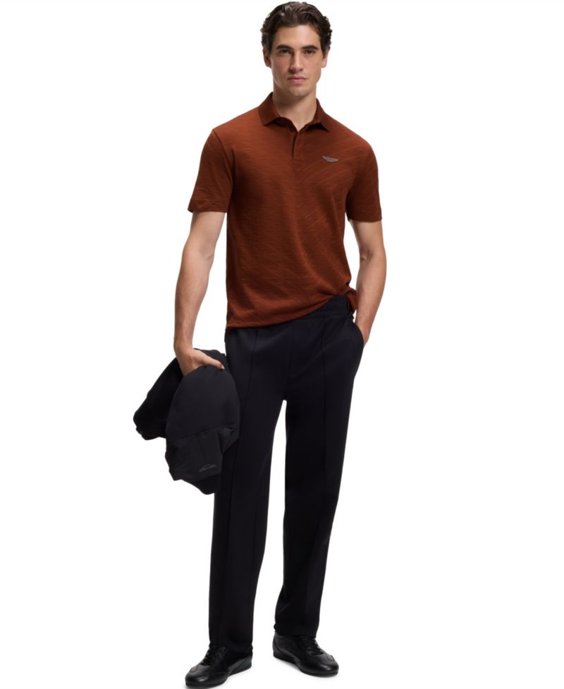 x Aston Martin Men'sCotton Mercerized Cotton Jacquard Regular-Fit Polo Shirt