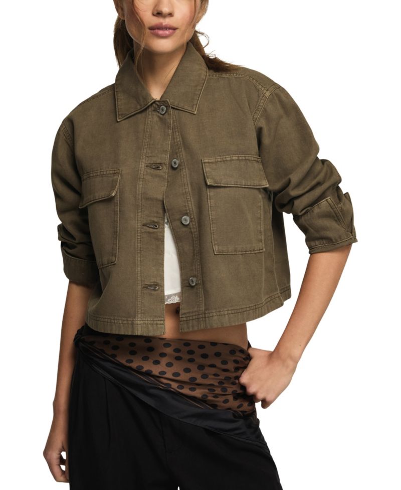 Women's Collared Denim Utility Jacket