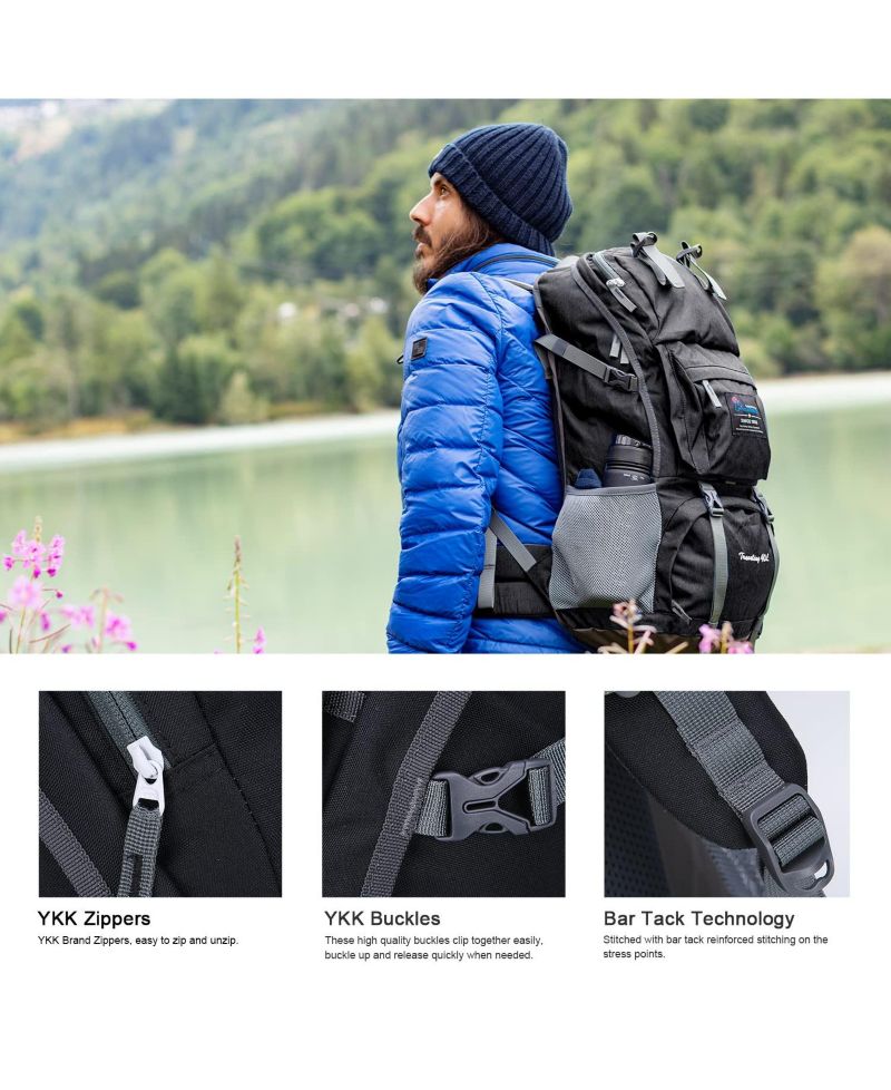 40 Liter Hiking Backpack with 3 Liter Hydration Bladder for Women Men Outdoor Travel Camping Day Pack with Rain Cover