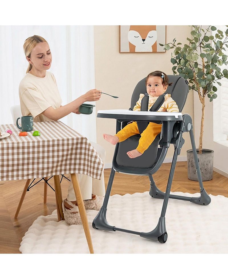 Baby 3-in-1 Convertible High Chair with 7 Heights and Dual Food Tray