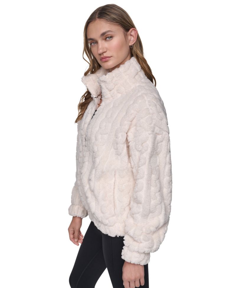 Women's Cable-Patterned Sherpa Full Zip Jacket