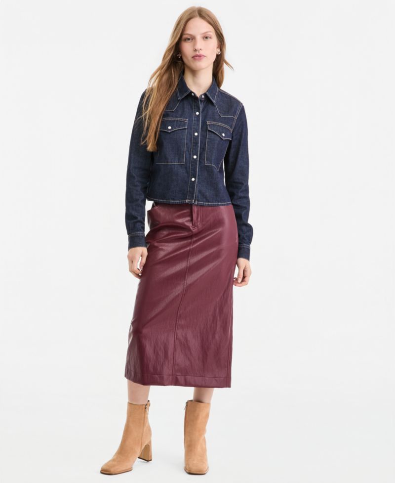 Women's Cropped Denim Western Shirt