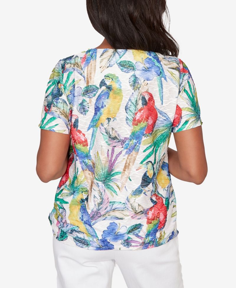Petite Parrot Tropical Beaded Neck Top