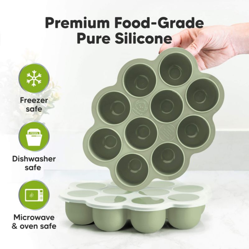 Prep Silicone Baby Food Freezer Tray with Clip-on Lid, 2oz x 10 Silicone Freezer Molds, BPA-Free Baby Food Storage