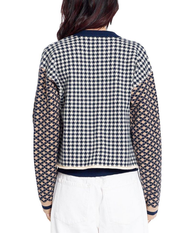 Women's Marlo Mixed Check Plaid Long-Sleeve Cardigan
