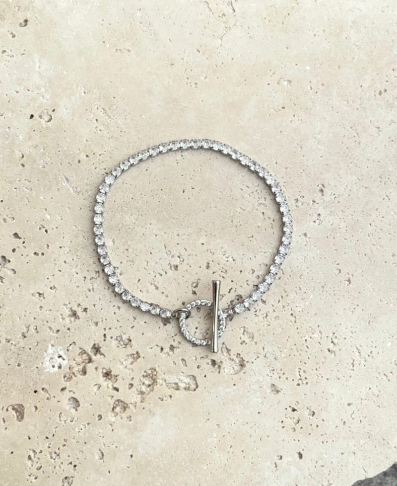 Silver Crystal Toggle Tennis Bracelet