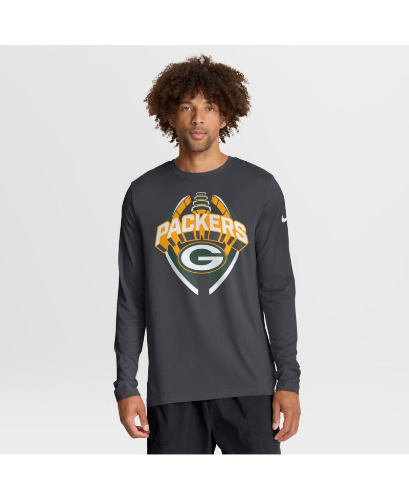 Men's Anthracite Green Bay Packers Primetime Legend Icon Performance Long Sleeve T-Shirt