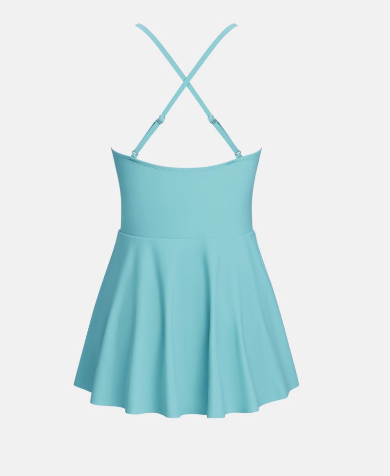 Women's V-Neck Cross-Back Straps Swim Skirt