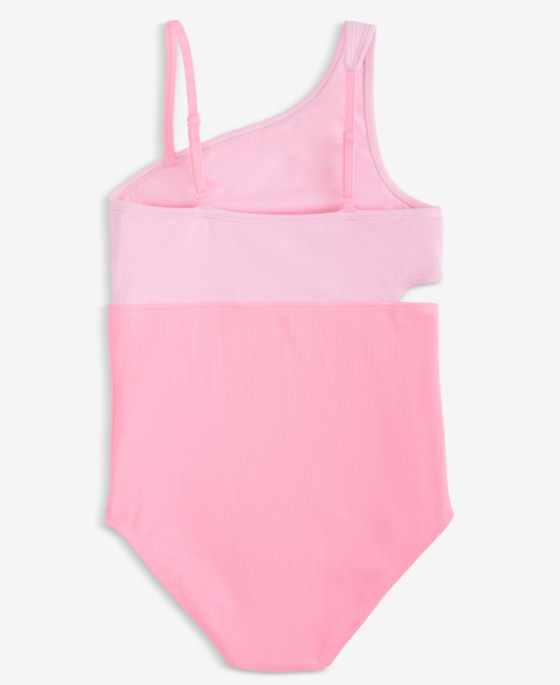 Girls' XS-XL Ribbed Colorblocked One-Piece Swimsuit
