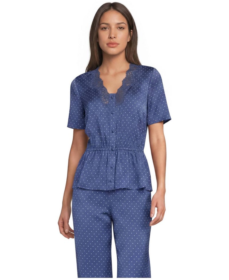 Women's Peplum Polka-Dot V-Neck Blouse