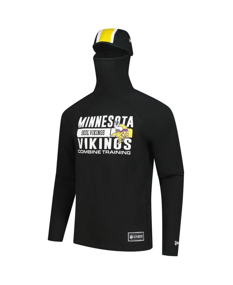 Men's Black Minnesota Vikings Functional Fandom Balaclava Helmet Stripe Tri-Blend Hoodie