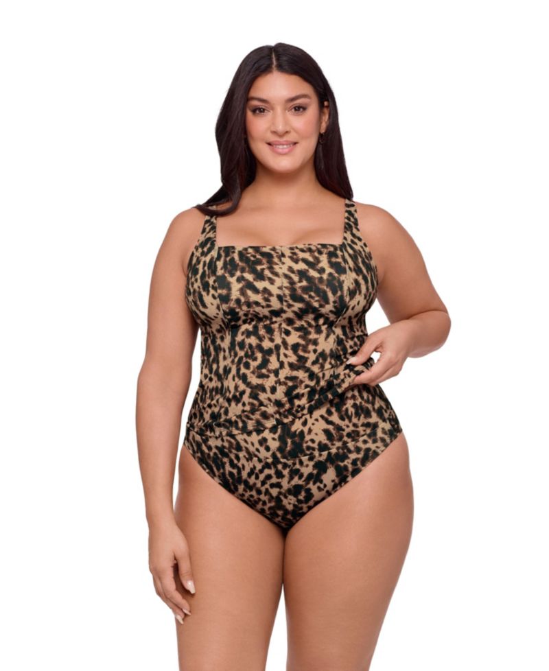 Women's Supportive and Sculpting Square Neck Lace Back Tankini Swimsuit Top