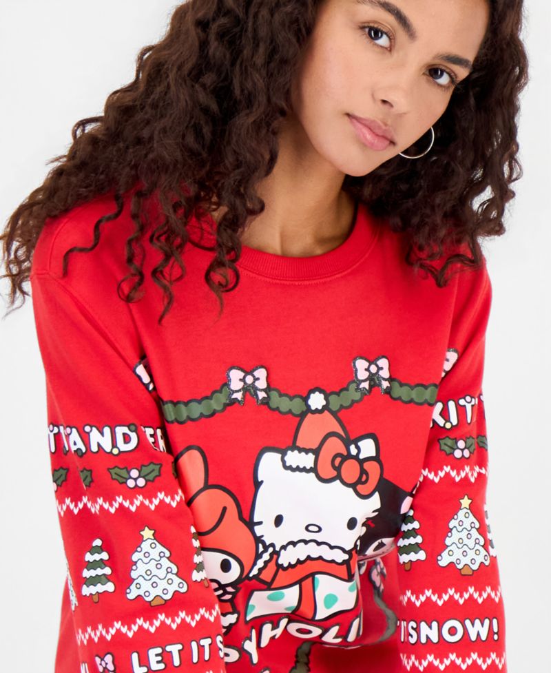 Juniors' Hello Kitty Christmas Graphic Sweatshirt