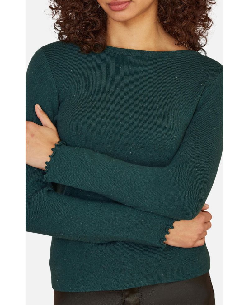 Women's Sparkle Long Sleeve Boatneck Knit Jumper