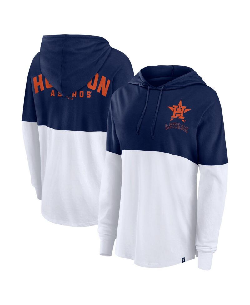 Women's Navy/White Houston Astros Backup Option Pullover Hoodie