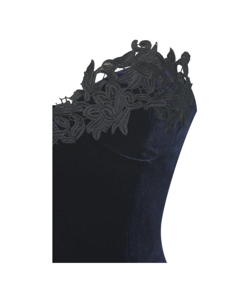 Women Pascha Black Lace Appliqu&eacute; Strapless Peplum Maxi Dress