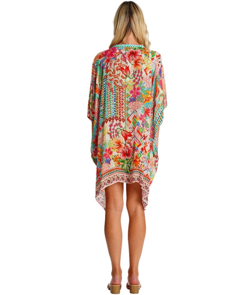 Women's short sleeve mini kaftan dress
