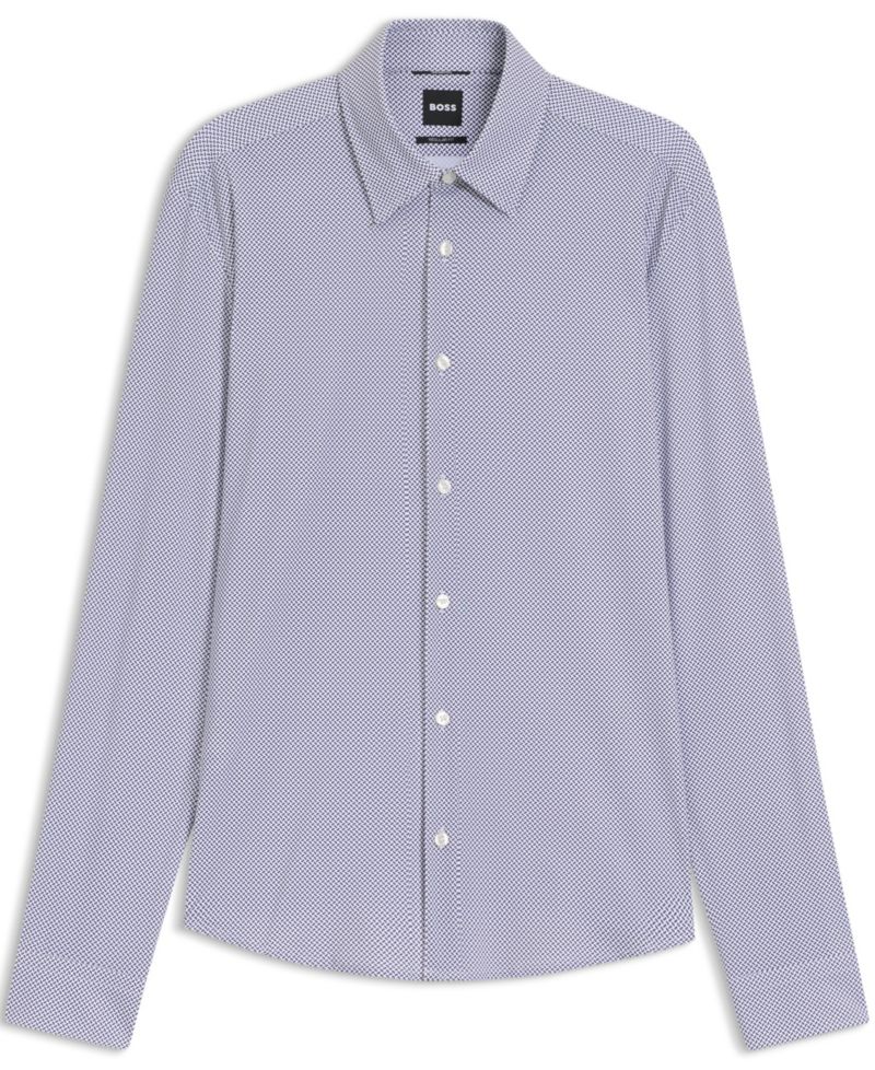 Men's Printed Performance-Stretch Regular-Fit Dress Shirt