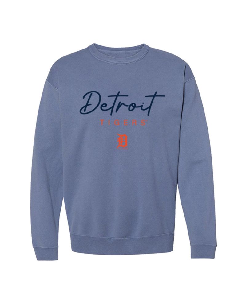 Women's Detroit Tigers Pigment Dye Fleece-Lined Crewneck Sweatshirt