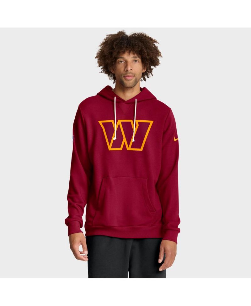 Men's Burgundy Washington Commanders Sideline Initial Home Performance Pullover Hoodie