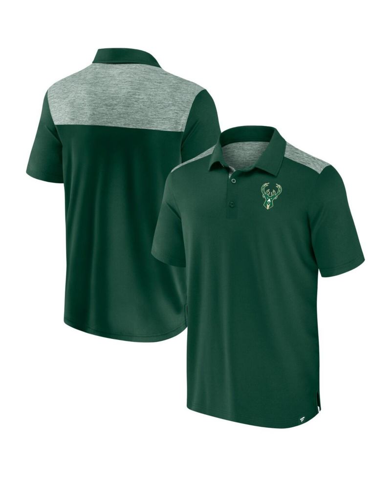 Men's Hunter Green Milwaukee Bucks Iconic Brushed Blocked Polo Shirt
