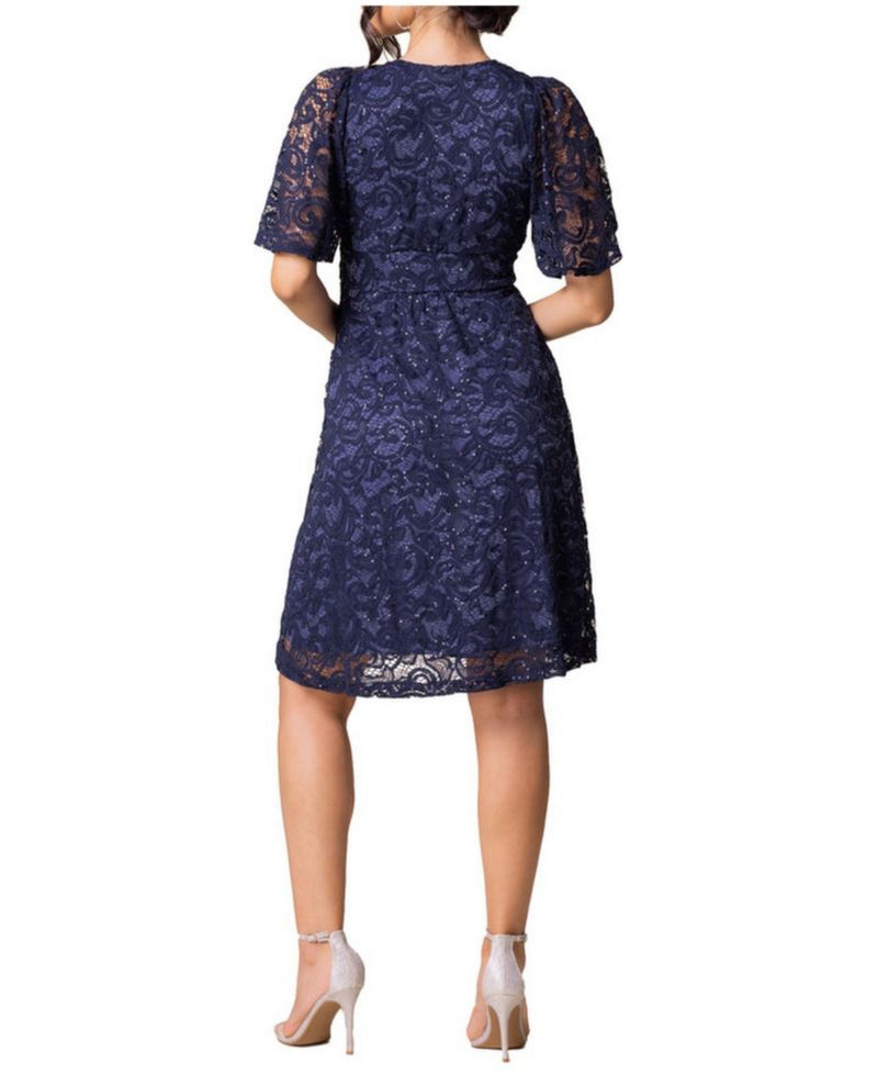 Women's Starry Sequin Lace V-Neck Cocktail Dress with Pockets