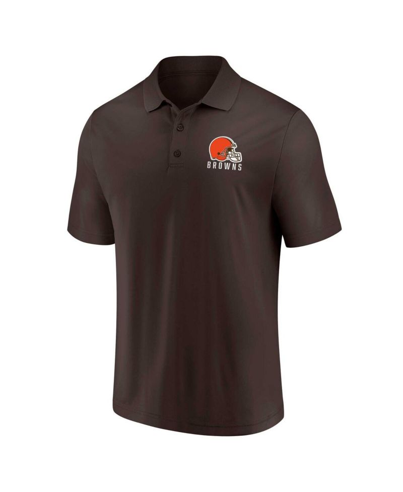 Men's White, Brown Cleveland Browns Lockup Two-Pack Polo Shirt Set
