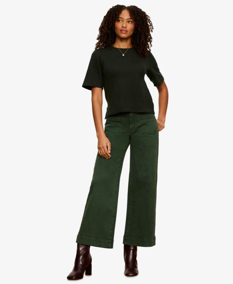 Petite Short-Sleeve Crewneck Sweater
