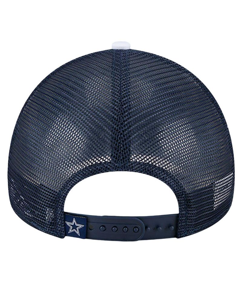 Men's White/Navy Dallas Cowboys Sport Night Color Block 9FORTY A-Frame Trucker Adjustable Hat