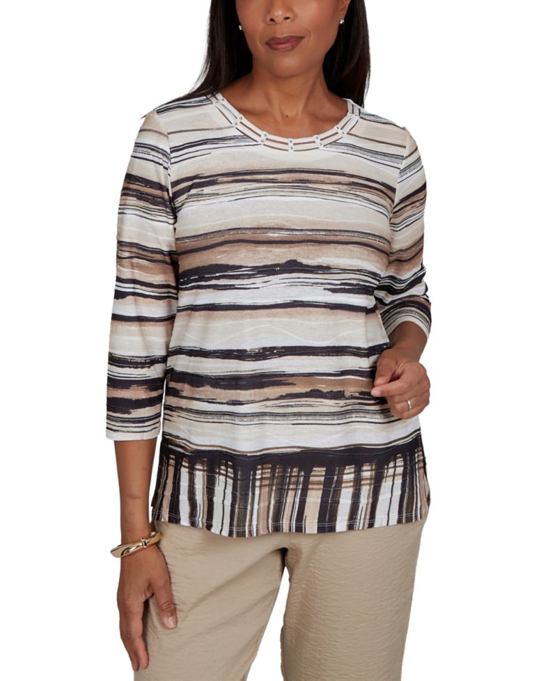 Women's Travel Advisory Scratched Stripes Knit Top