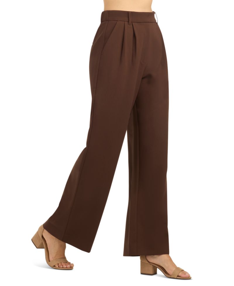 Juniors' Soft-Stretch Pleated Wide-Leg Pants