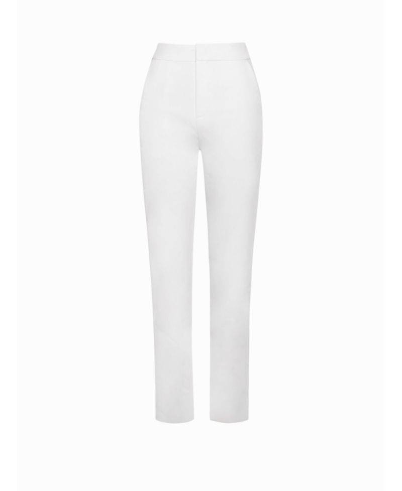 Women Vayla White Skinny Fit Crepe Trousers