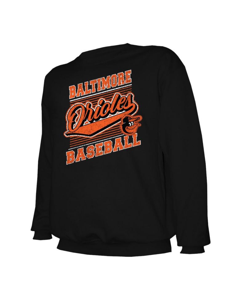 Men's Black Baltimore Orioles Lightweight Crew Sweatshirt