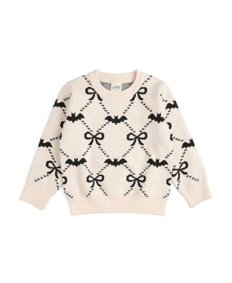 Girls' 4-16 Bat Trellis Halloween Long-Sleeve Crewneck Sweater