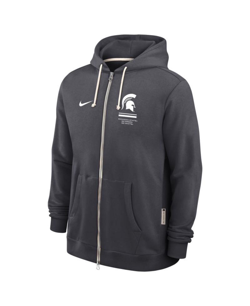 Men's Anthracite Michigan State Spartans 2026 Sideline Standard Issue Dri-FIT Full-Zip Hoodie