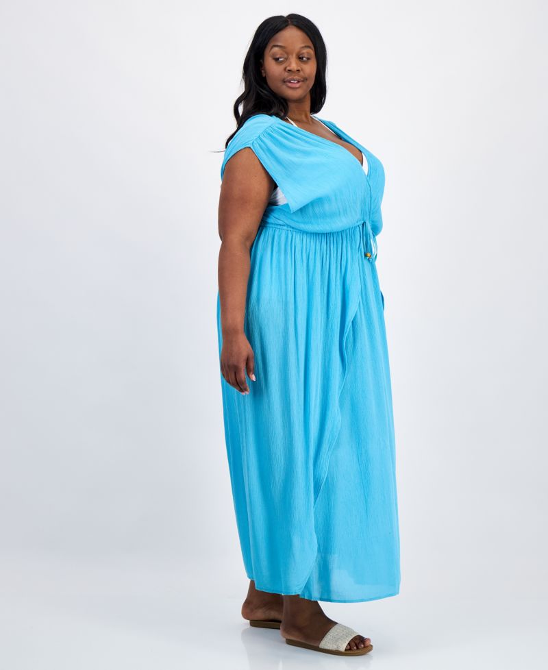 Plus Size Front Slit Cover-Up Maxi Dress