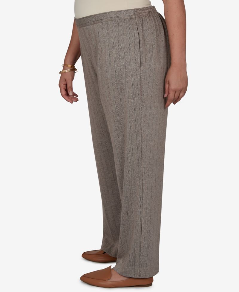 Plus Size Pull-On Pinstripe Mid-Rise Pants