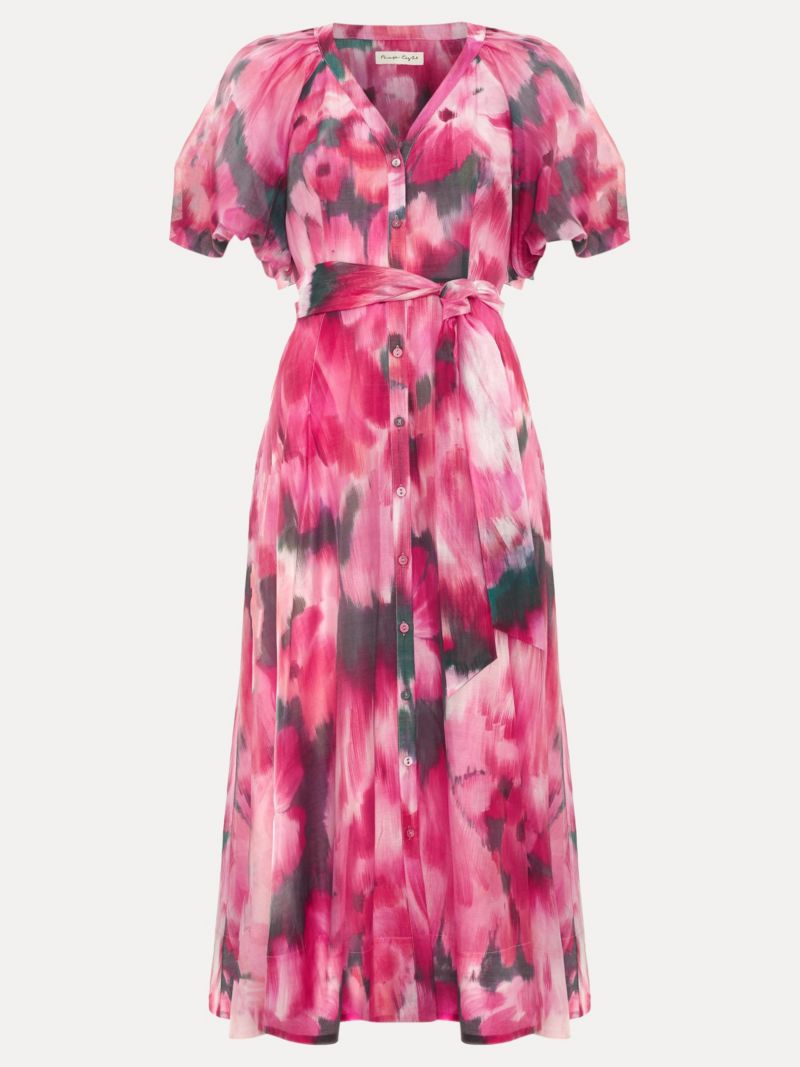 Women's Caterina Puff Sleeve V-Neck Shirt Dress