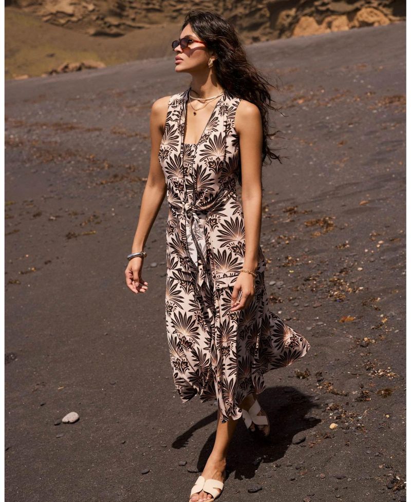 Women's Floral-Print Square-Neck Midi Dress