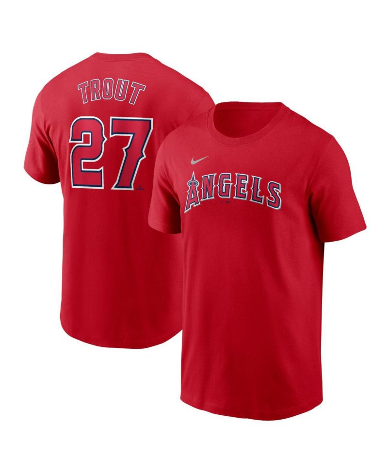 Men's Mike Trout Red Los Angeles Angels Fuse Name & Number T-Shirt