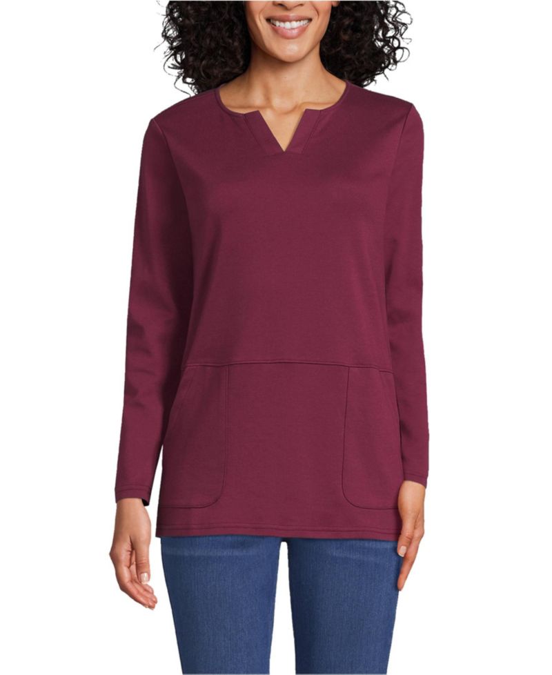 Women's Cotton Polyester Long Sleeve Tunic with Pockets