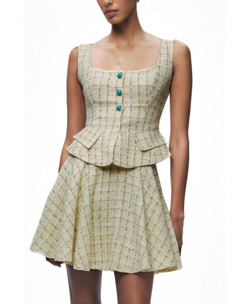 Women's Button Accessory Tweed Bustier