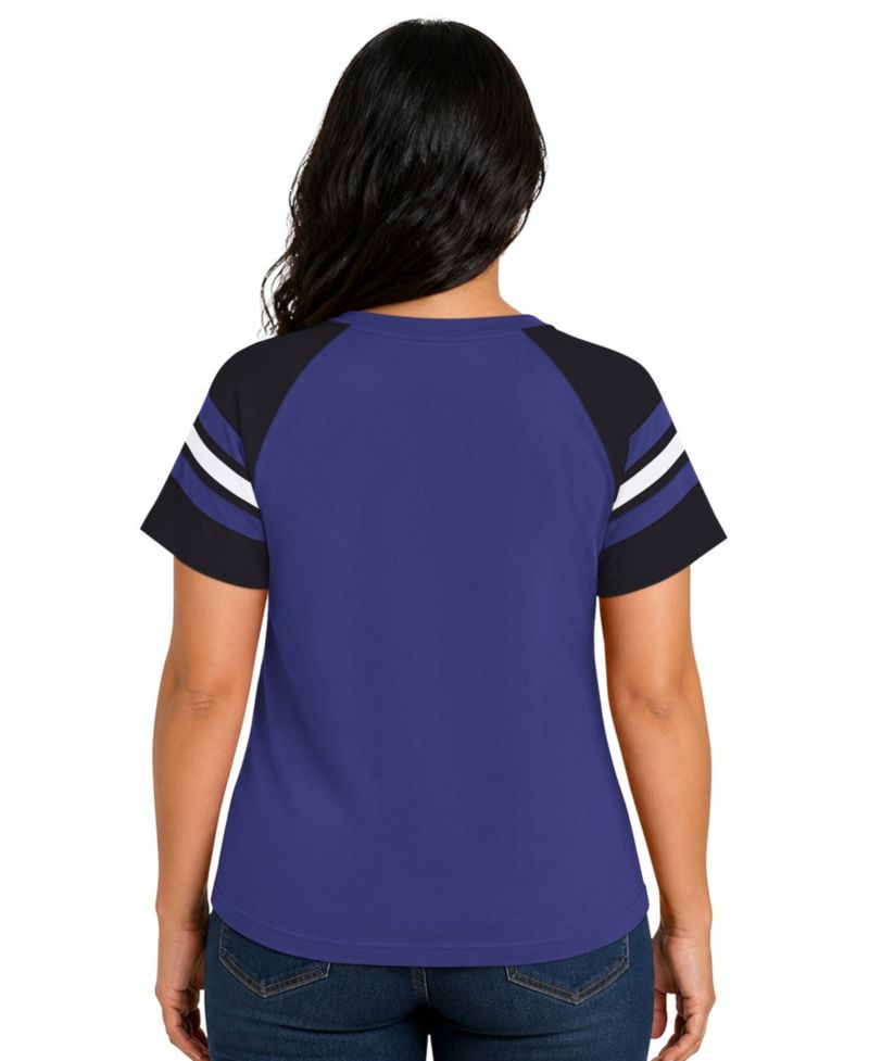Women's Purple Baltimore Ravens Plus Size Game On Notch Neck Raglan T-Shirt