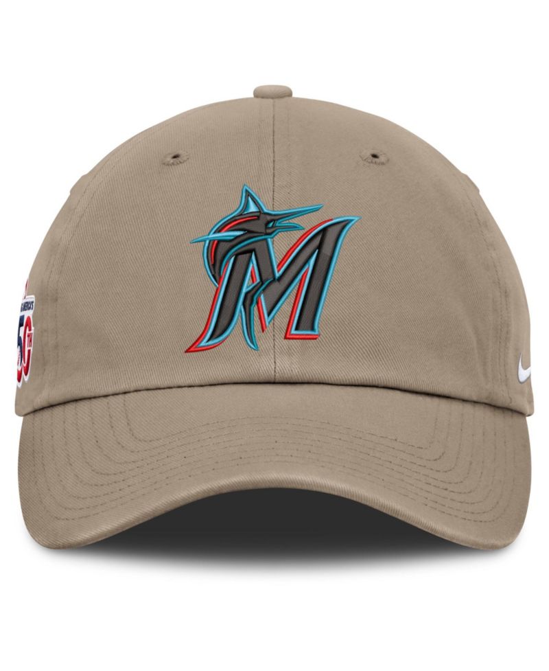 Men's Khaki Miami Marlins Celebrating America's 250th Club Adjustable Hat