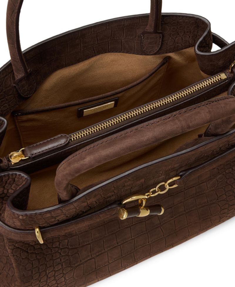 Embossed Nubuck Large Blaike Satchel Handbag